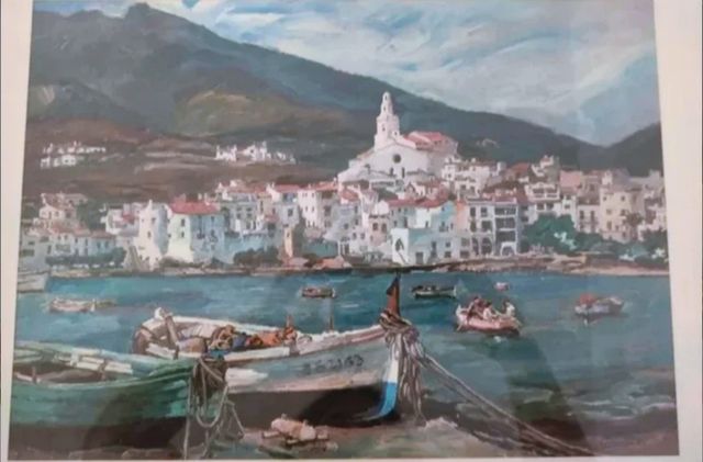 Cuadro antiguo paisaje marinero