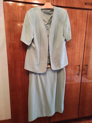 Traje falda mujer - Verde turquesa - Talla 54