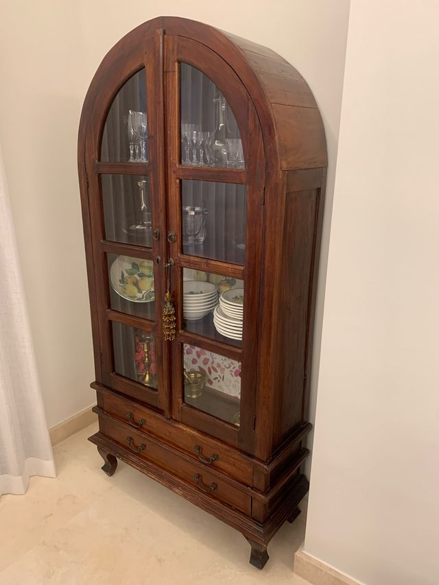 Vitrina antigua madera - 2 cajones