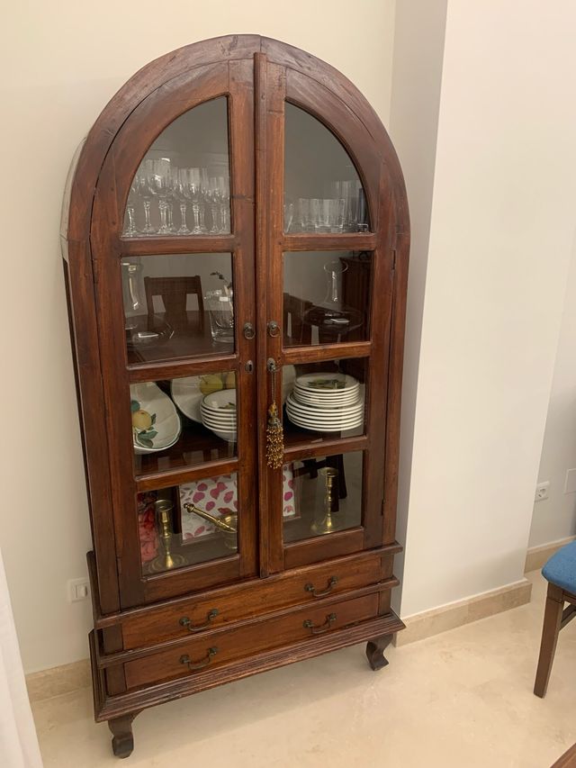 Vitrina antigua madera - 2 cajones