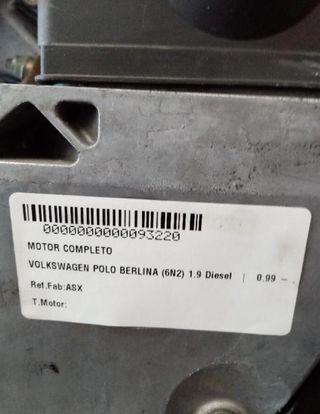 Volkswagen 93220 asx motor polo berlina 1.9 diesel