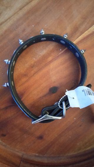 Collar perro cuero negro con pinchos