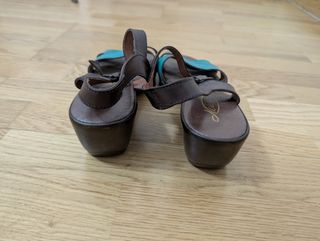 Sandalias Nelson piel marrón-turquesa