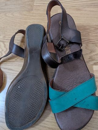 Sandalias Nelson piel marrón-turquesa