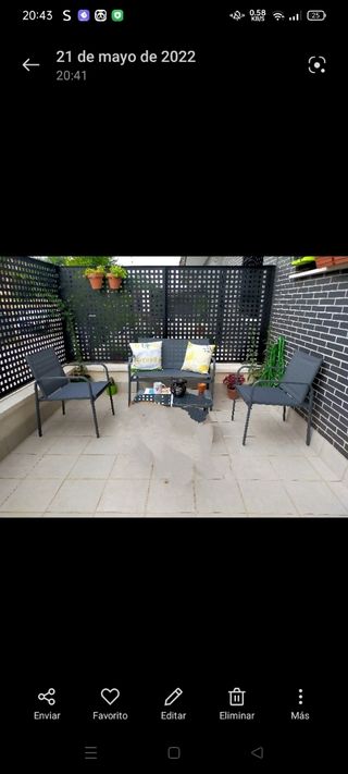 Conjunto jardín metal gris