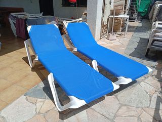 2 Tumbonas 140€ Lonas azules nuevas a estrenar 