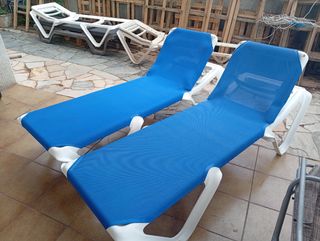 2 Tumbonas 140€ Lonas azules nuevas a estrenar 
