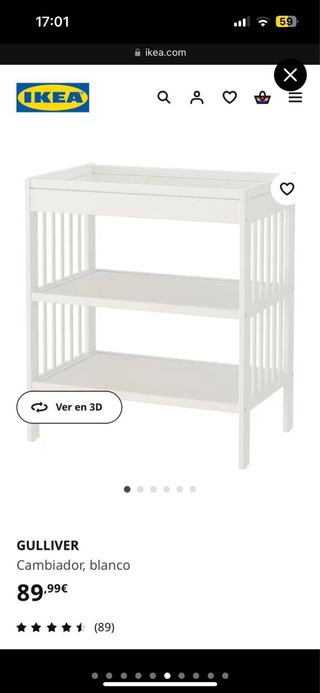 Cambiador Ikea Gulliver con funda y cojín 