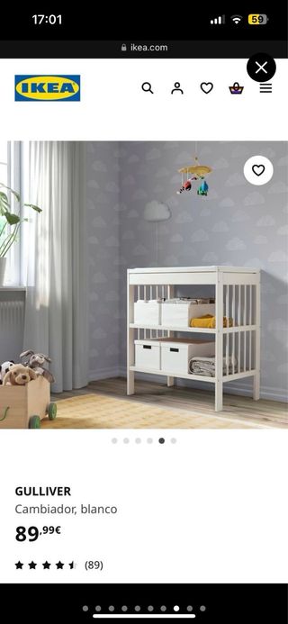 Cambiador Ikea Gulliver con funda y cojín 