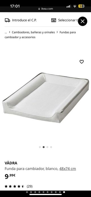 Cambiador Ikea Gulliver con funda y cojín 