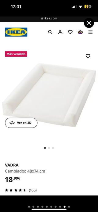 Cambiador Ikea Gulliver con funda y cojín 