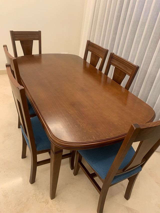 Mesa comedor madera + 6 sillas