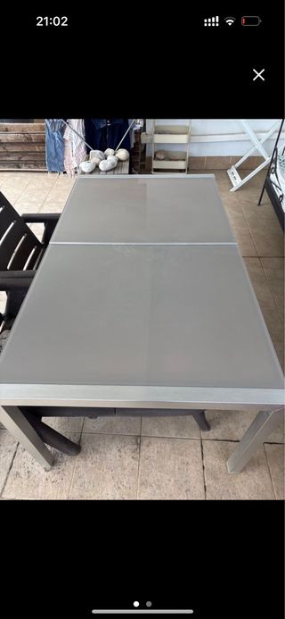 Mesa exterior aluminio gris