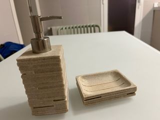 Jabonera dispensador beige piedra