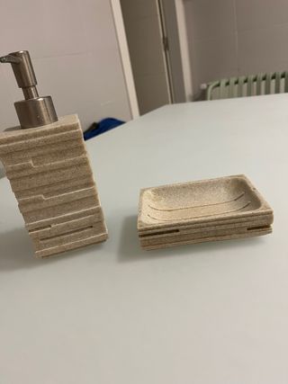 Jabonera dispensador beige piedra