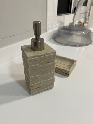 Jabonera dispensador beige piedra