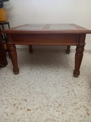 Mesa centro rústica madera-vidrio