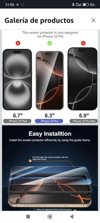 Pellicola protettiva per iPhone 16 Pro (3 unità)