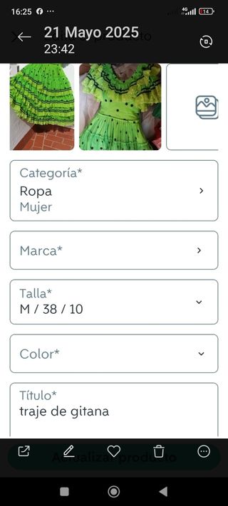 Vestido flamenco niña - Verde lunares