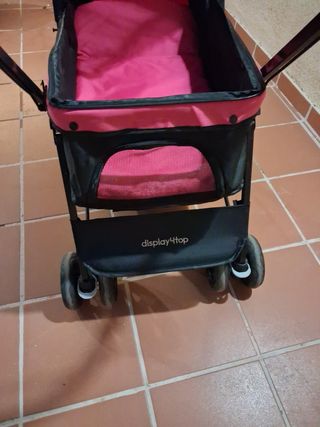 Carrito transporte mascotas rosa