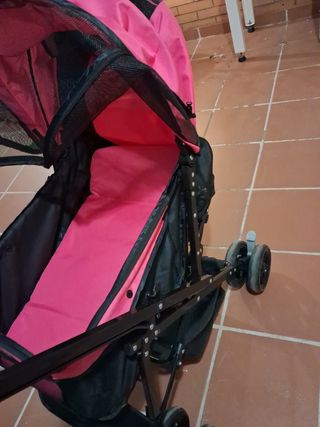 Carrito transporte mascotas rosa