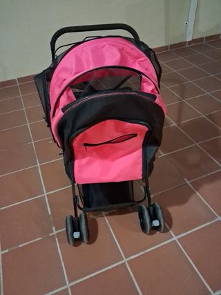 Carrito transporte mascotas rosa