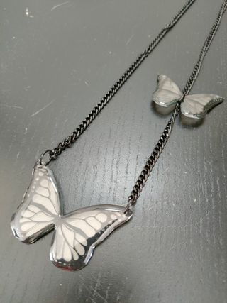 Collana con 2 farfalle trasparenti