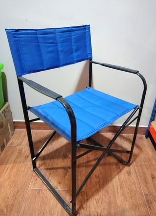 Silla plegable director azul