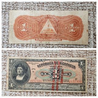 billetes Nicaragua 1 Peso 1910 revalidado en 1912
