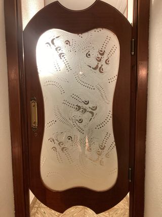 Puerta cristal abatible madera