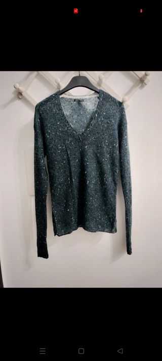 Maglione verde lana/moher