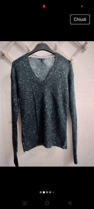 Maglione verde lana/moher