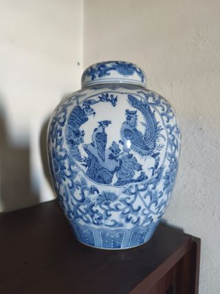 Vaso cinese blu e bianco