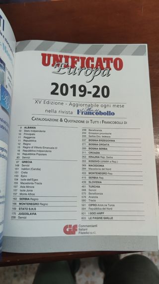 Europa 7: Catalogo francobolli 2019/20