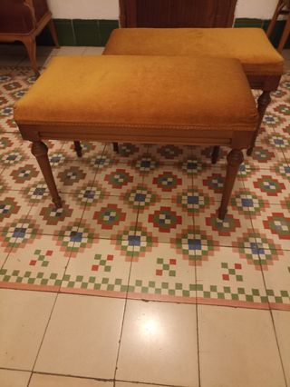 2 taburetes terciopelo vintage