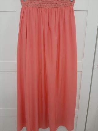 Falda larga fluida en color coral talla unica (Da 