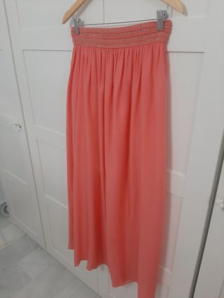 Falda larga fluida en color coral talla unica (Da 