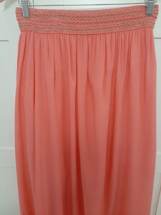 Falda larga fluida en color coral talla unica (Da 