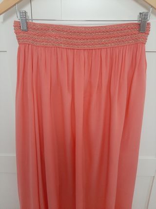 Falda larga fluida en color coral talla unica (Da 