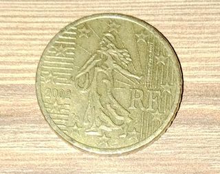 Moneda 50 céntimos Francia 2002