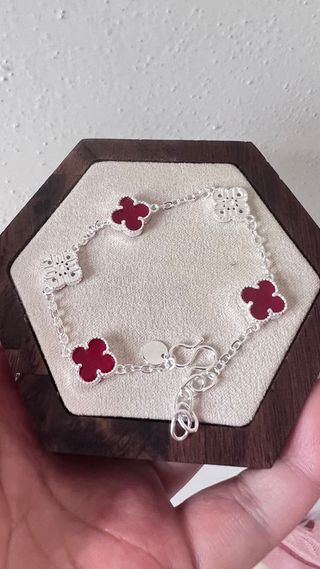 Bracciale Quadrifoglio Rosso Argento 999