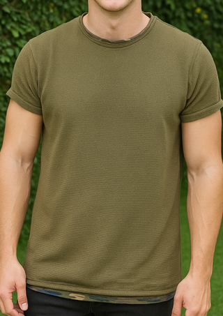 USADO-Camiseta Zara Man verde militar talla S-1911