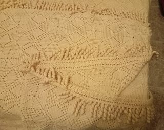 Colcha ganchillo beige 248x229cm