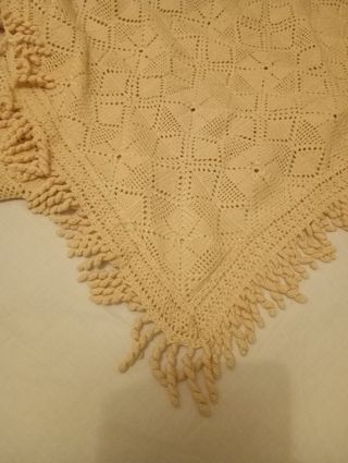 Colcha ganchillo beige 248x229cm