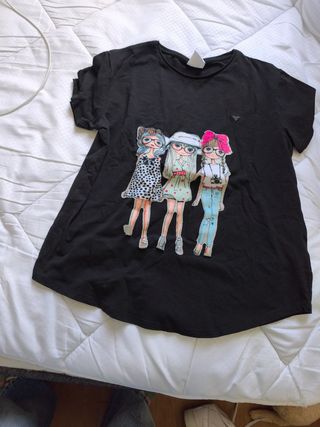 Camiseta niña negra - 3 chicas