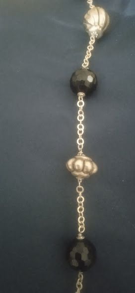 Collana lunga perle nere argento