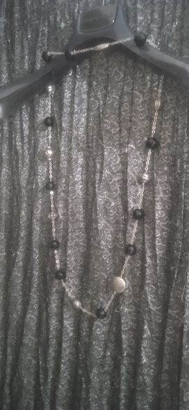Collana lunga perle nere argento