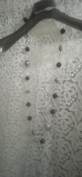 Collana lunga perle nere argento