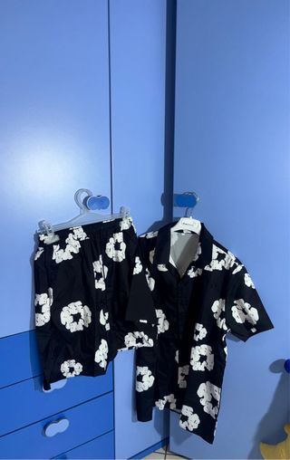 Completo estivo fiori bianco-nero