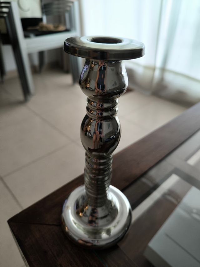 Candelabro metálico plateado IKEA VINDSTILLA